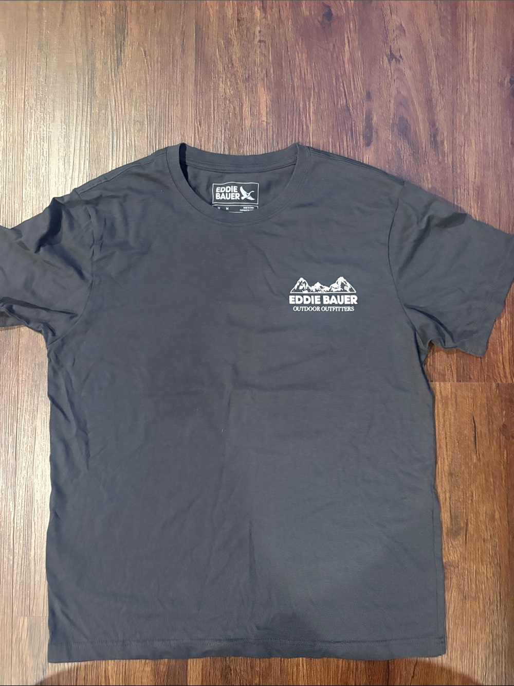 Eddie Bauer Charcoal Gray Short-Sleeve Tee with Mountain Chest Logo